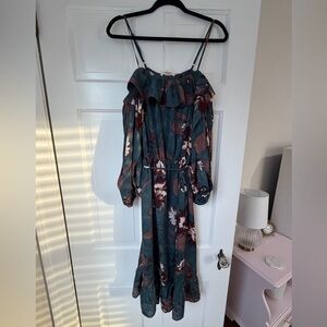 Lovestich off the shoulder dress blue floral print in size medium